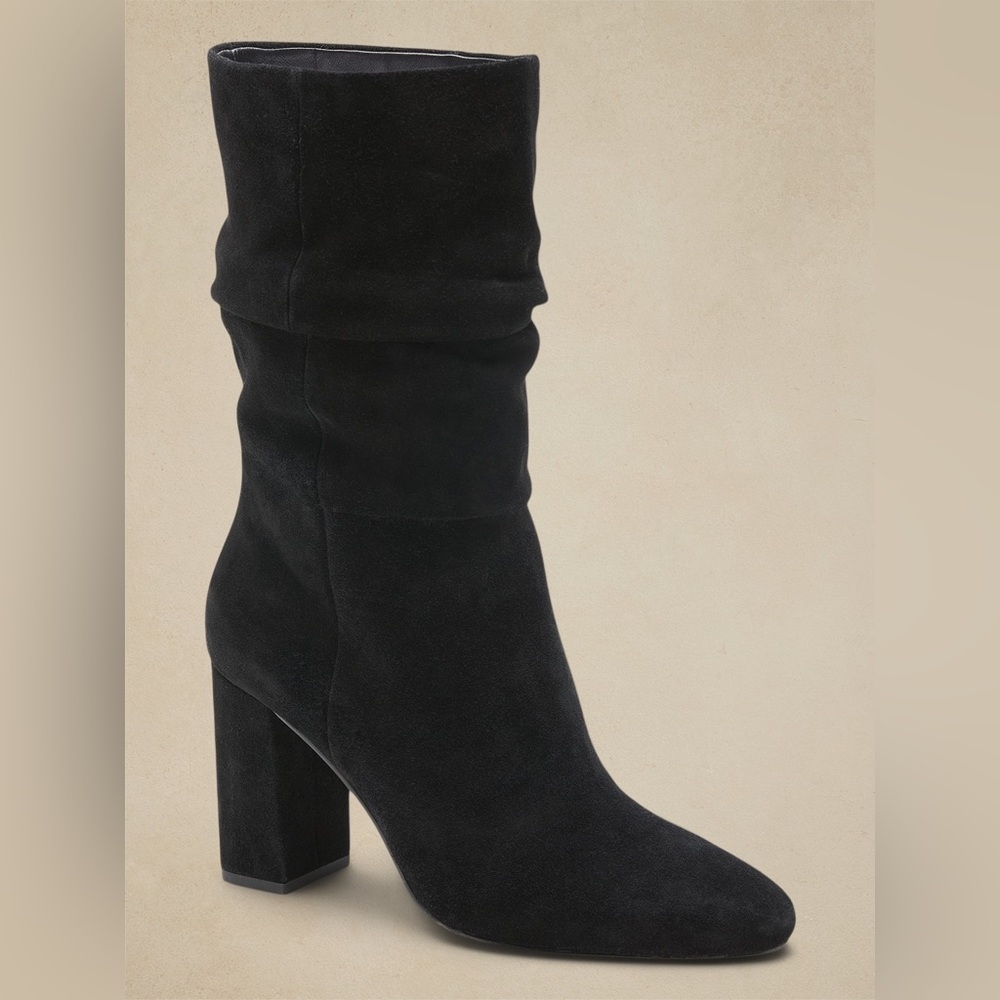 Banana Republic Black Suede Slouch Boot with Vibram Sole